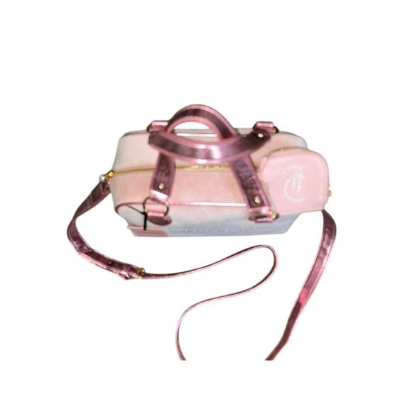 JUICY COUTURE PINK DIAMOND VELOUR STRING OF PEARLS RHINESTONE SATCHEL PURSE NWT - Picture 6 of 12